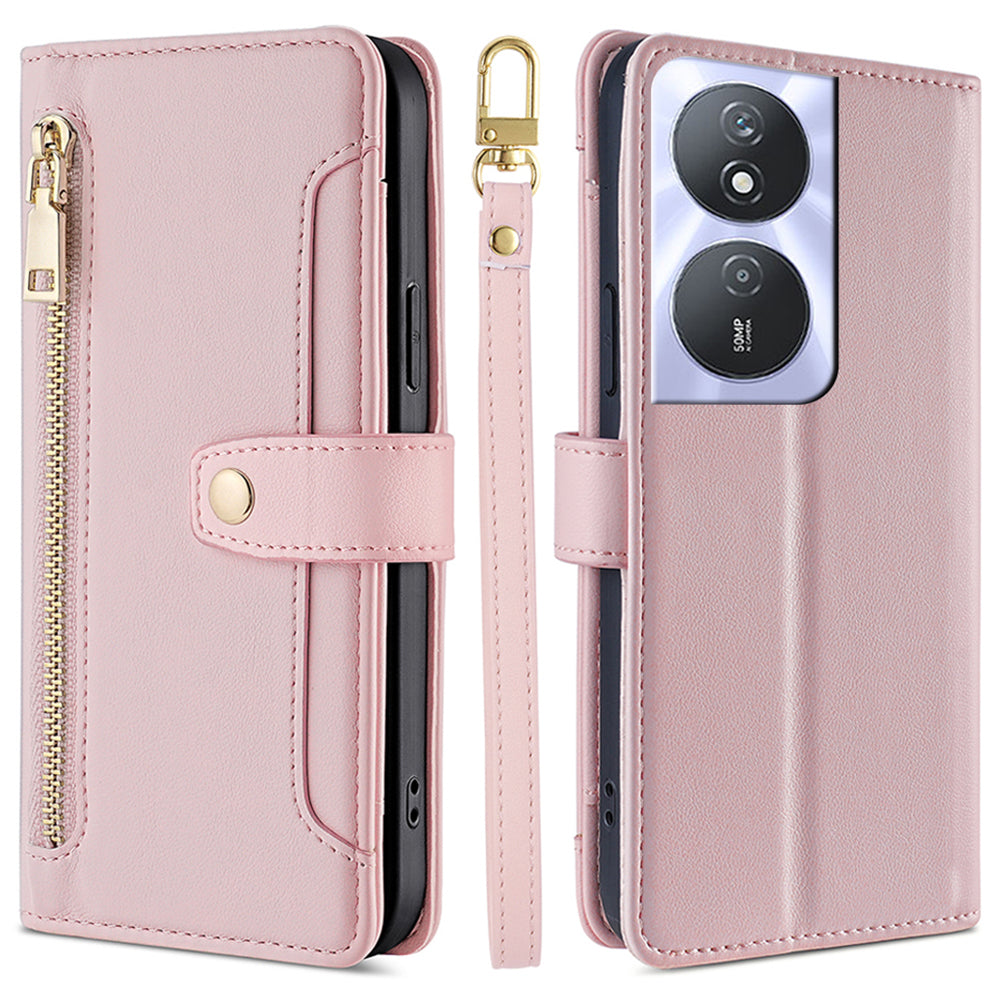 For Honor Play 50 Plus 5G / Play 8T 5G / X7b 4G / 90 Smart Cell Phone Case Zipper Pocket PU Leather Crossbody Cover - Pink For Honor Play 50 Plus 5G / Play 8T 5G / X7b 4G / 90 Smart Cell Phone Case Zipper Pocket PU Leather Crossbody Cover - Pink